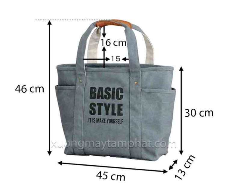 kích thước túi tote canvas