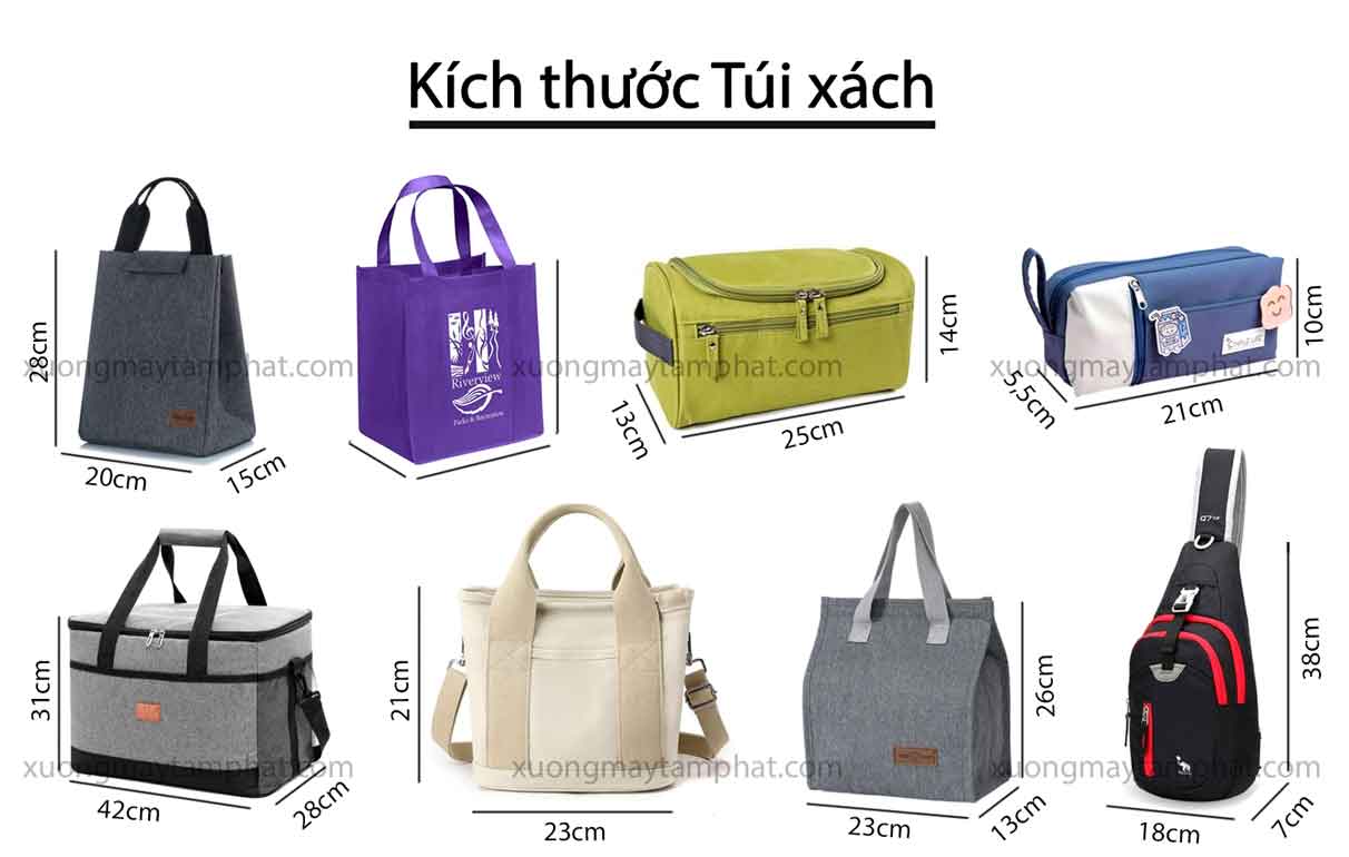 kích thước túi xách Tâm Phát